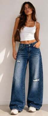 Zara Harry Lambert x Disney Mid Rise Baggy Jeans Blue Size UK 10 US 6 NWT L100